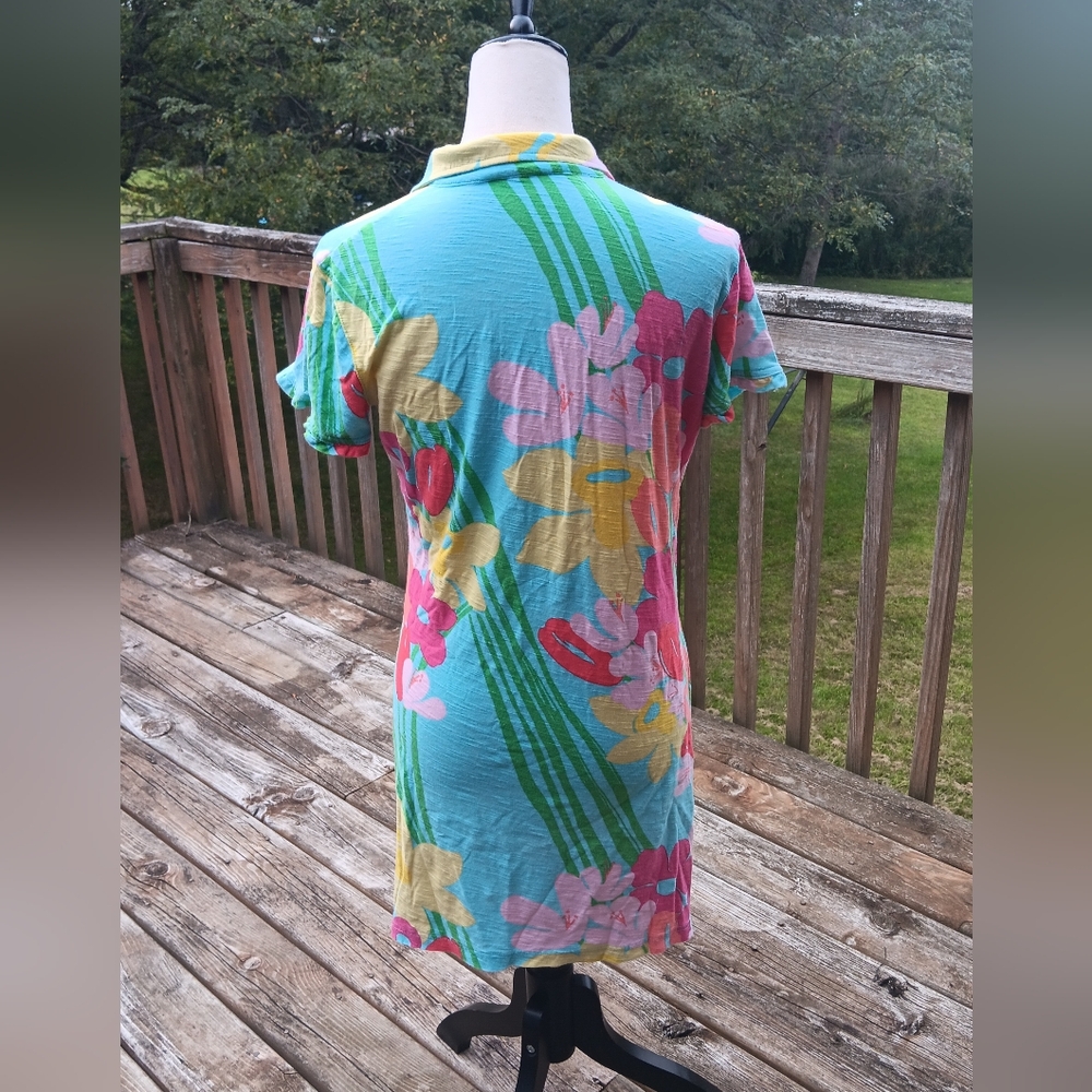 Lilly Pulitzer Tropical Island Multicolor Floral Short Sleeve Dress Medium - Picture 2 of 4